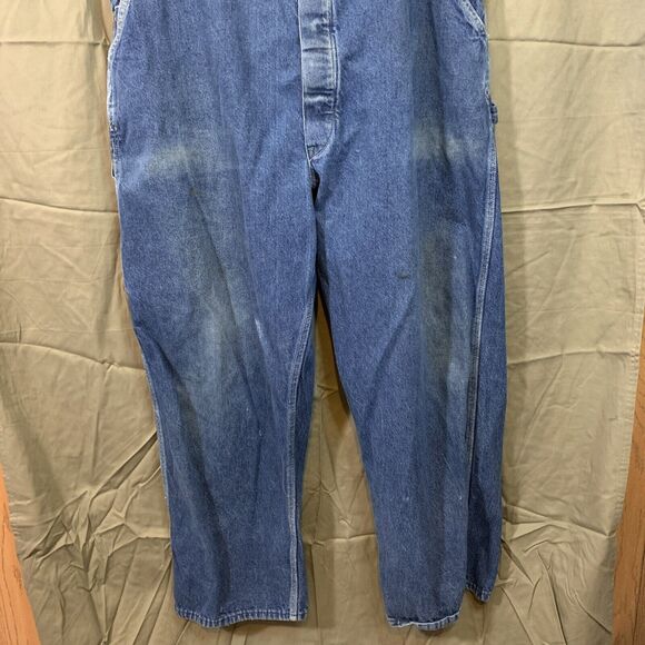 Key Imperial Vintage Denim Work Carpenter Farm Bib Overalls Men 46x30 USA - Picture 2 of 12